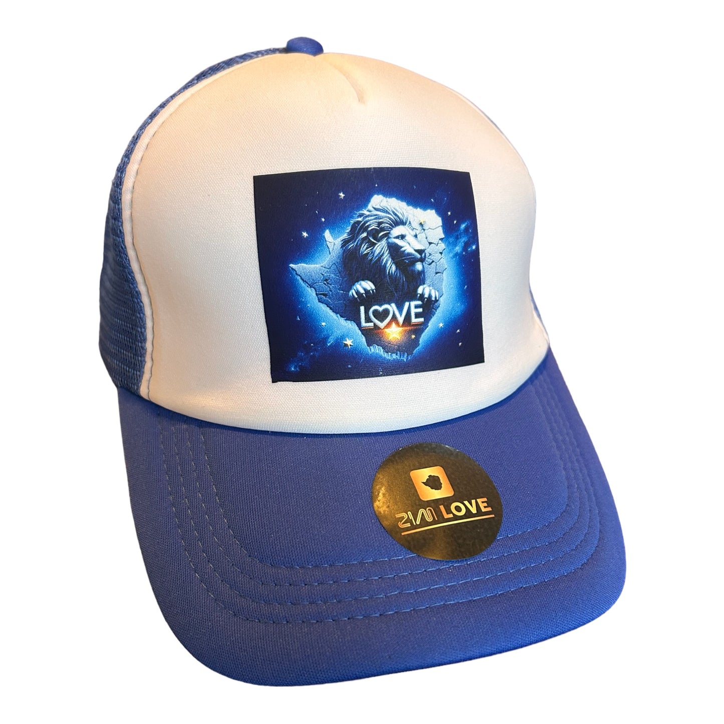 Blue and white Zimlove cap