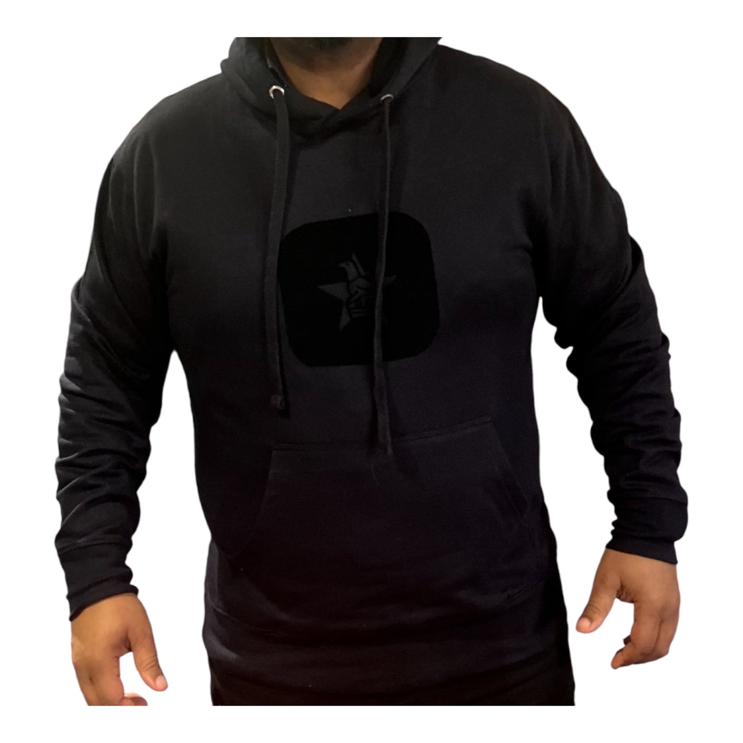 Blue hoodie with black bird