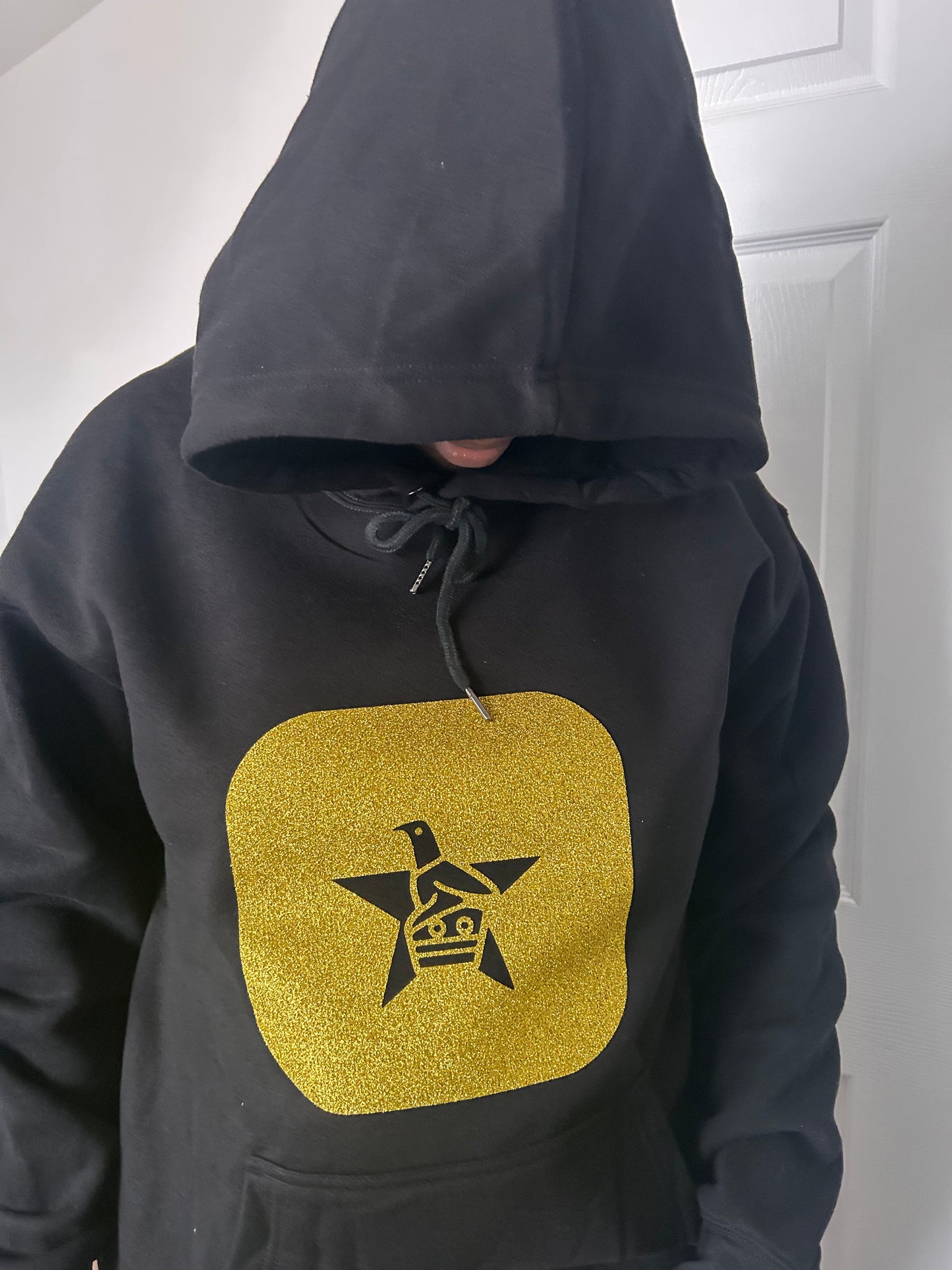 Black hoodie with gold