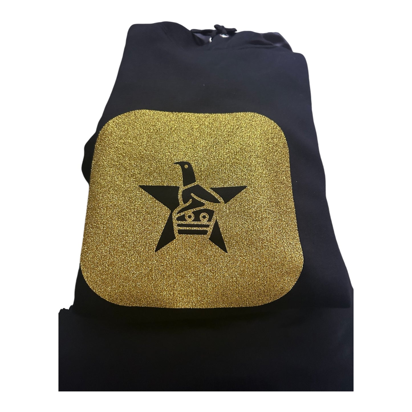 Black hoodie with gold