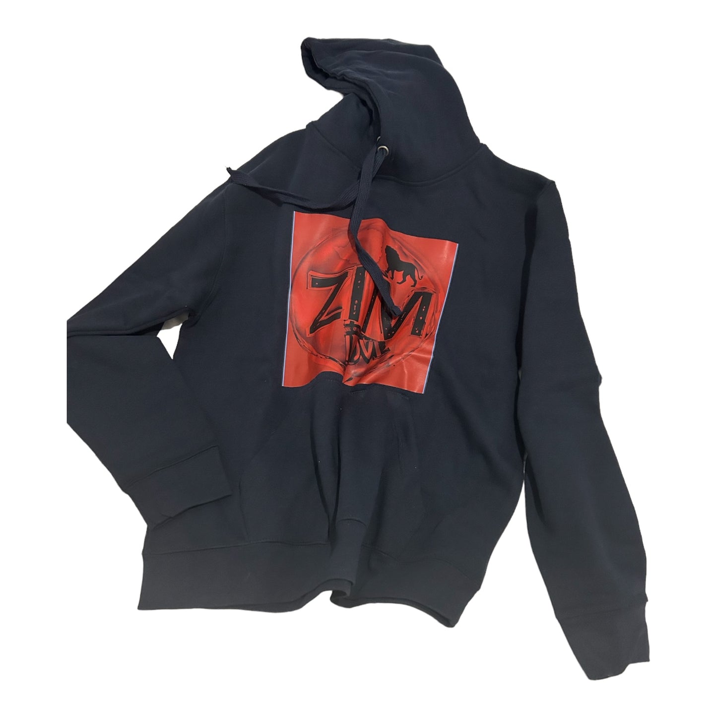 Black hoodie with red print