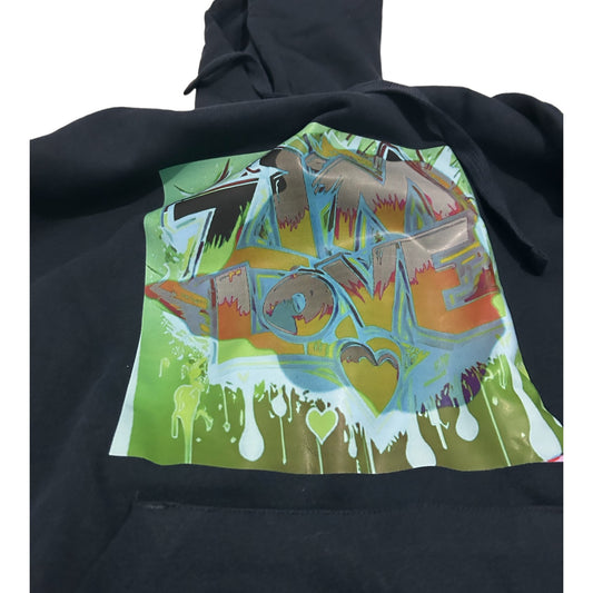 Black hoodie with green print