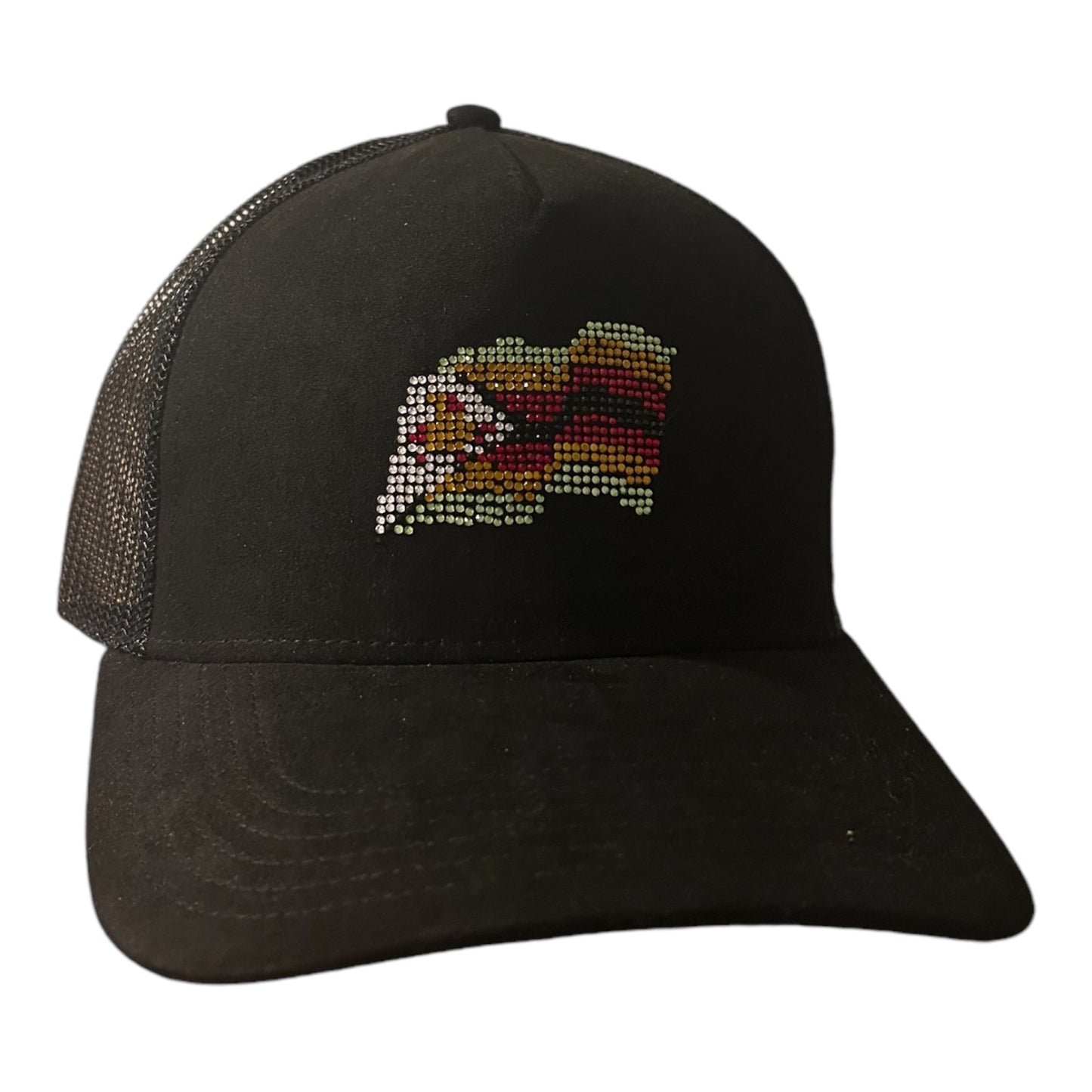 Black seude cap with flag