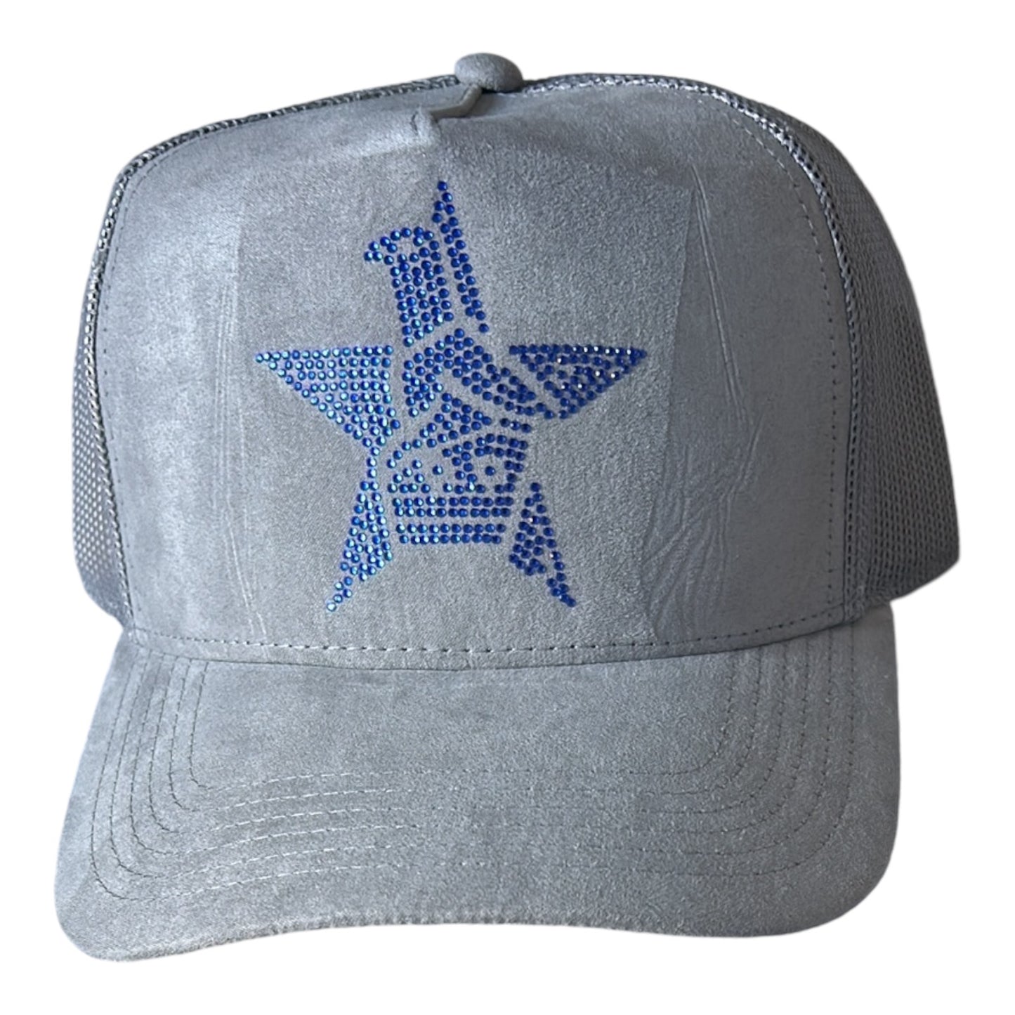 Grey Zimlove suede cap with blue bird