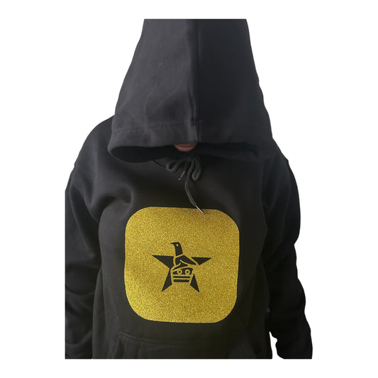 Black hoodie with gold